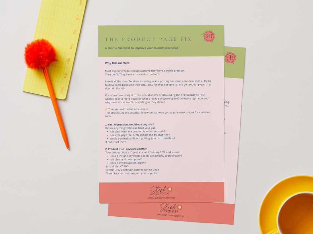 Product Page Fix Checklist