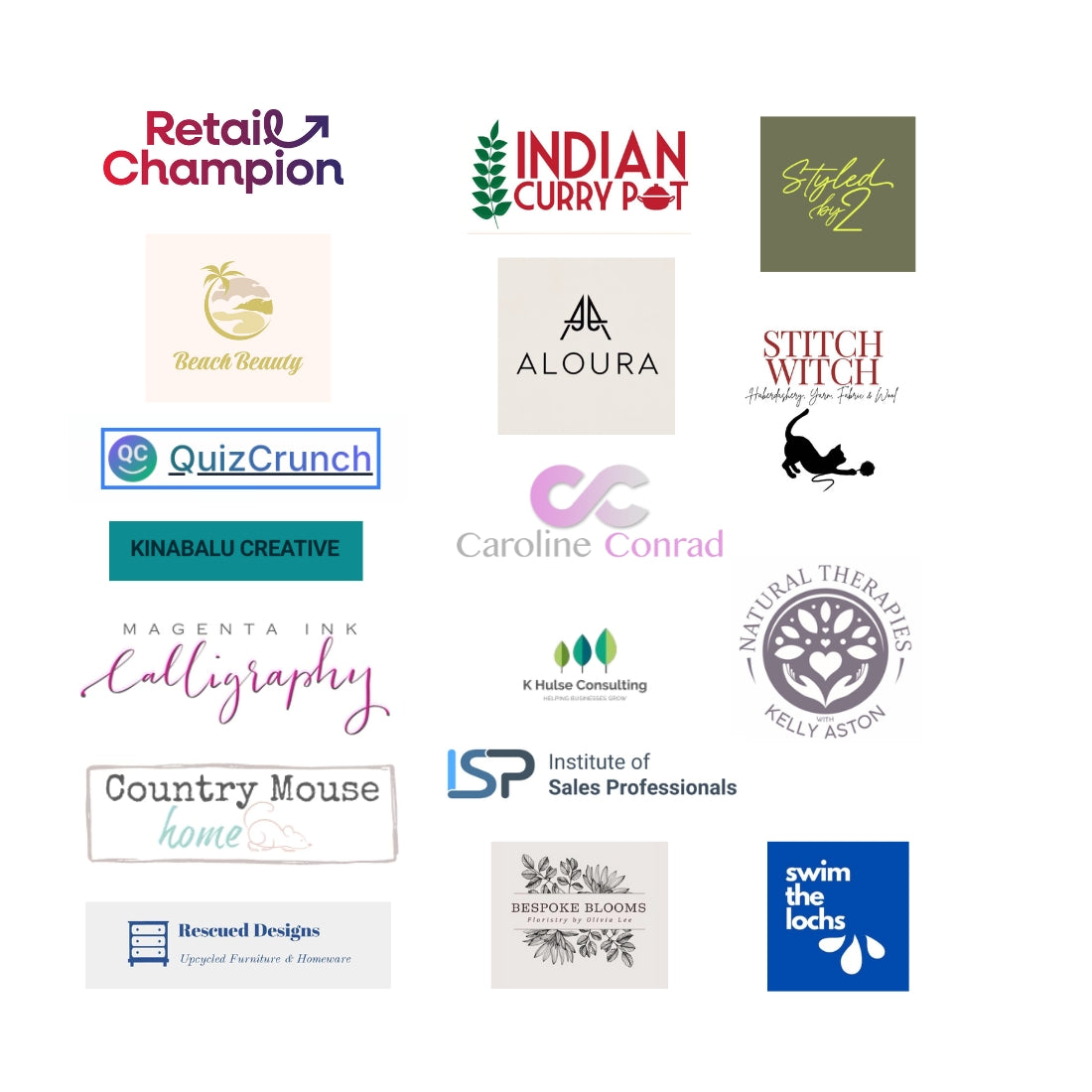 Collection of various brand logos on a white background